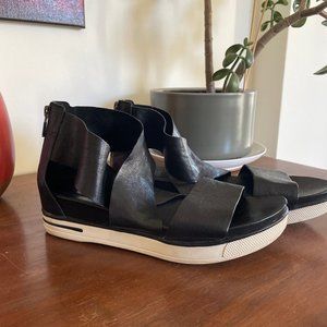 Eileen Fisher Sport Wide-Strap Leather Sandal